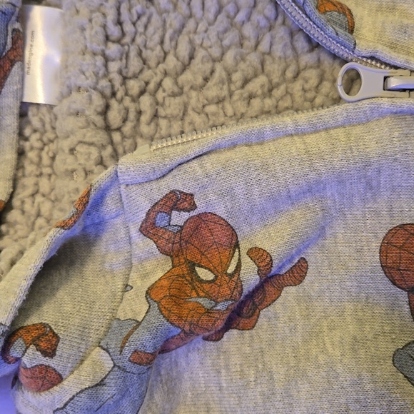 Set of 2 Kids Marvel Spider Man sherpa hoodies Gray and Black Size 5 - Picture 3 of 5